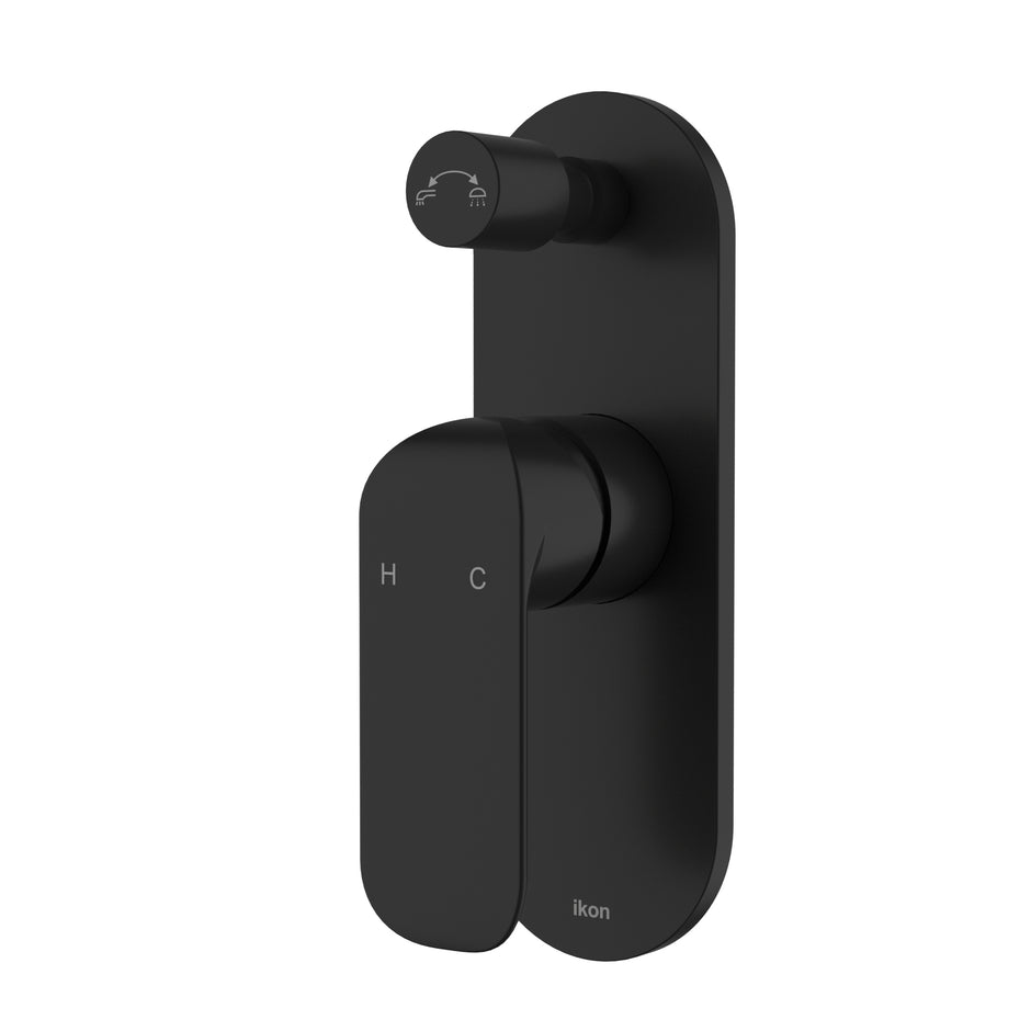 Ikon Kara Wall Mixer Diverter in Matte Black