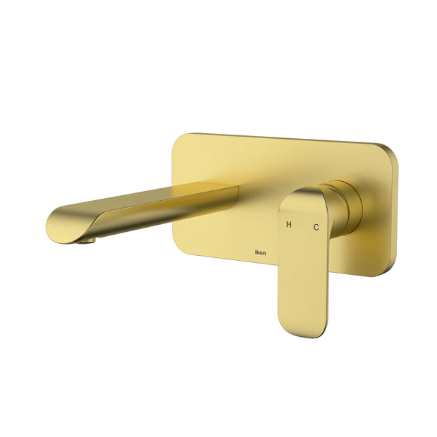 Ikon Kara Wall Basin Mixer in Brushed Gold