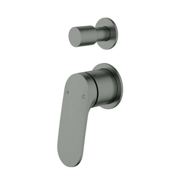 Ikon Sulu II Wall Diverter Mixer Trim Kit Separate Cover Plate in Gun Metal