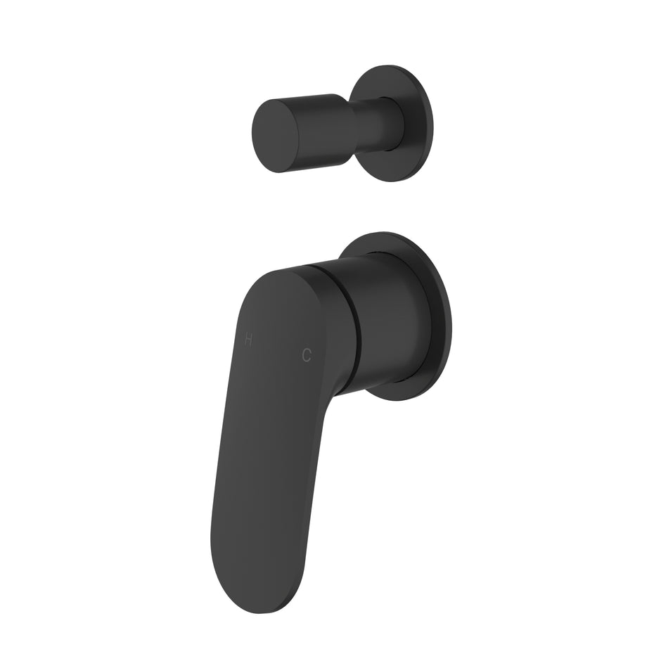 Ikon Sulu II Wall Diverter Mixer Trim Kit Separate Cover Plate in Matte Black