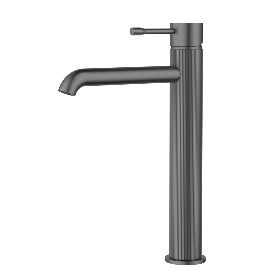 Ikon Linie Basin Mixer High Rise in Gun Metal