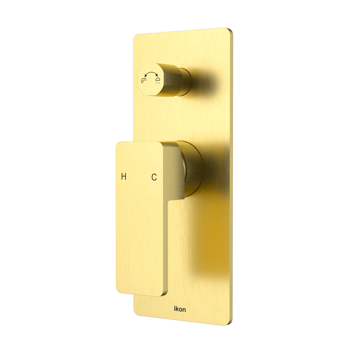 Ikon Ceram Wall Mixer Diverter in Brushed Gold