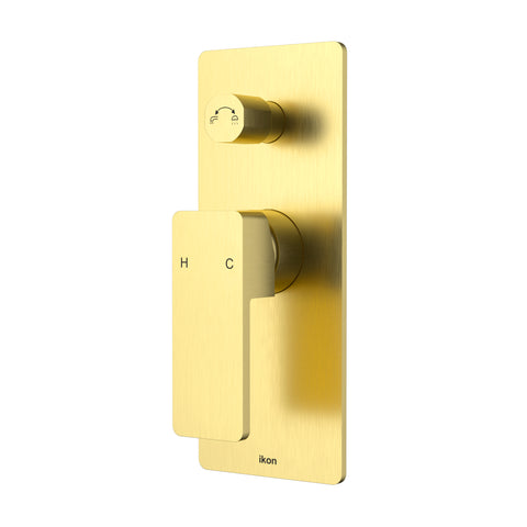 Ikon Ceram Wall Mixer Diverter in Brushed Gold