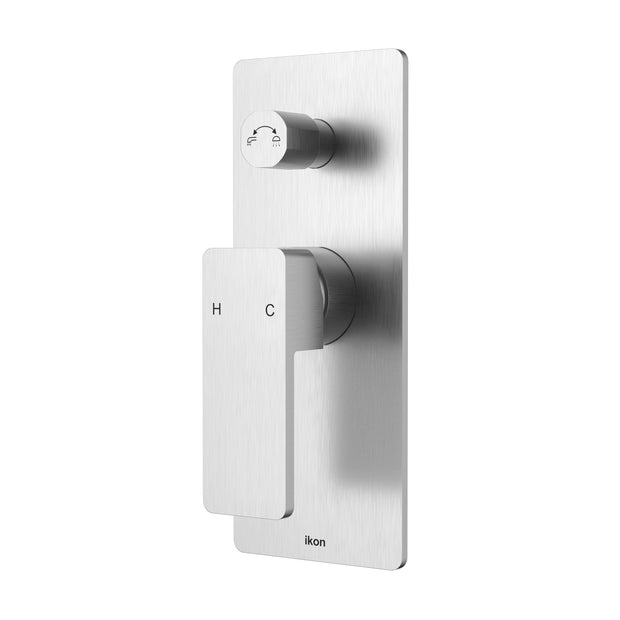Ikon Ceram Wall Mixer Diverter in Brushed Nickel