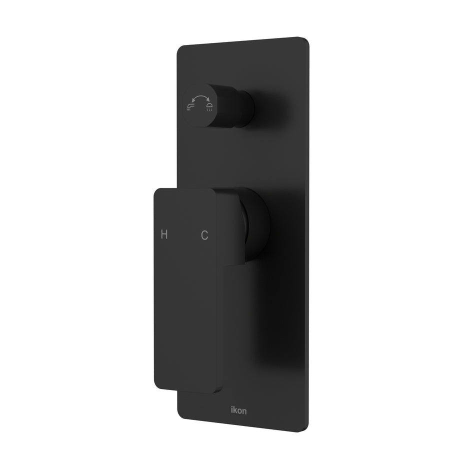 Ikon Ceram Wall Mixer Diverter in Matte Black