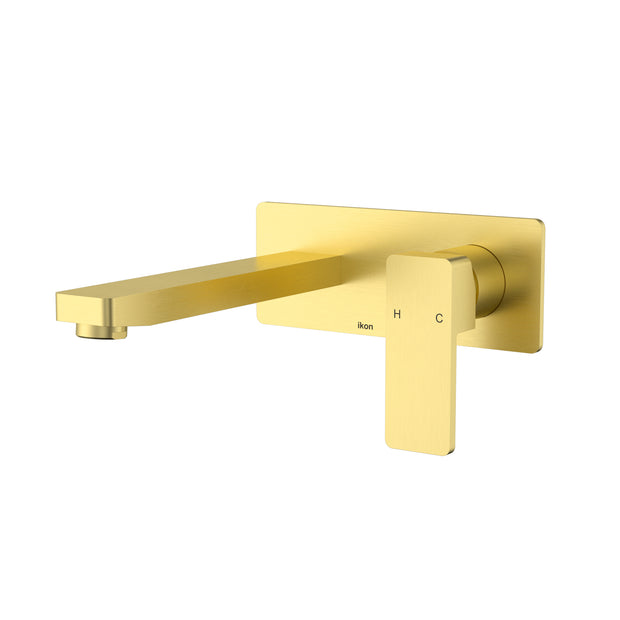 Ikon Ceram Wall Basin Mixer in Brushed Gold