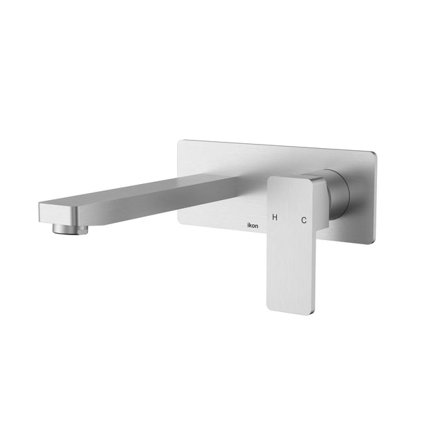 Ikon Ceram Wall Basin Mixer in Brushed Nickel