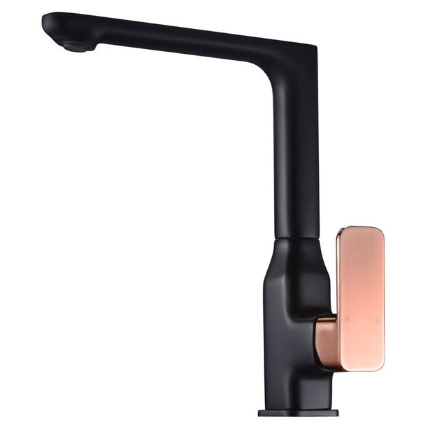 Ikon Seto Sink Mixer in Matte Black / Rose Gold