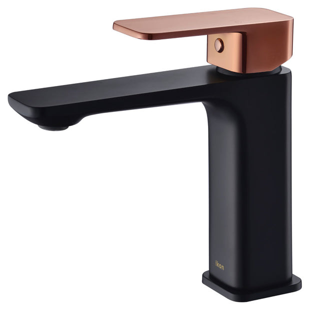 Ikon Seto Basin Mixer in Matte Black / Rose Gold