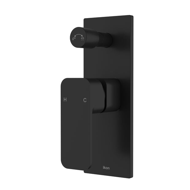Ikon Seto Wall Mixer Diverter in Matte Black
