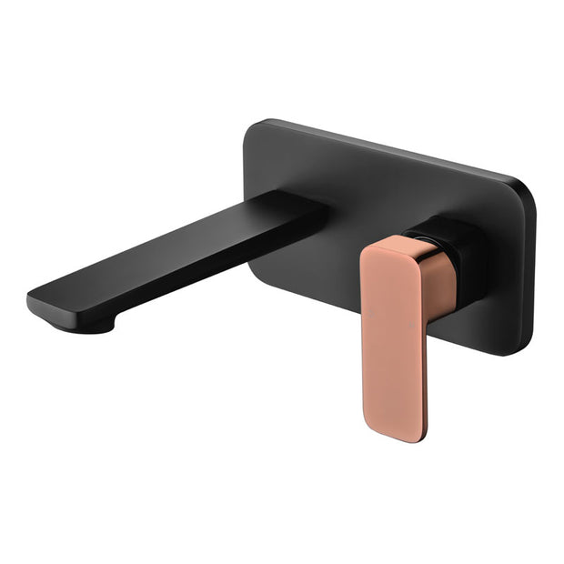 Ikon Seto Wall Basin Mixer in Matte Black / Rose Gold