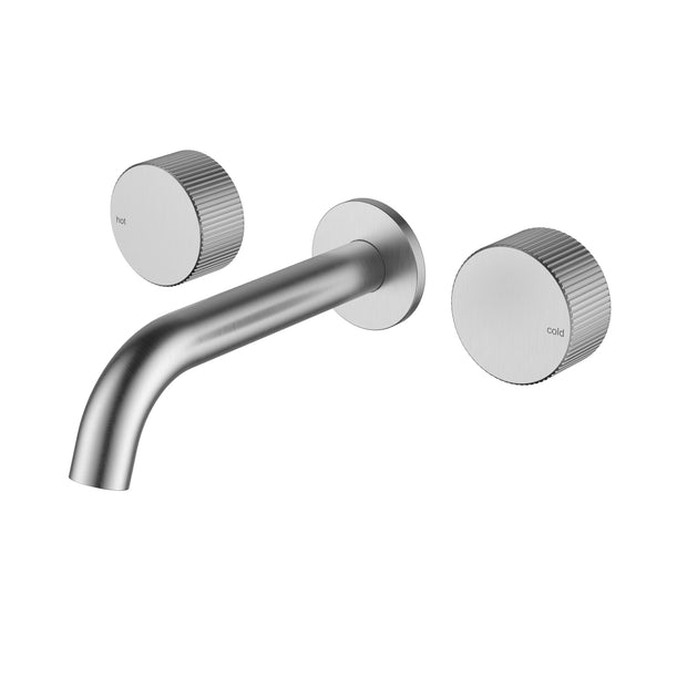 Ikon Soko 1/4 Turn Ceramic Disc Wall Basin Set in Brushed Nickel