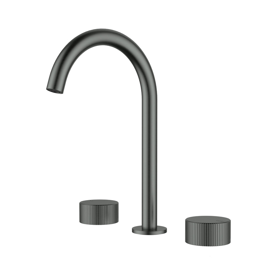 Ikon Soko 1/4 Turn Ceramic Disc Basin Set in Gun Metal