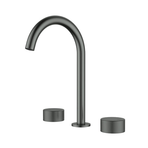 Ikon Soko 1/4 Turn Ceramic Disc Basin Set in Gun Metal