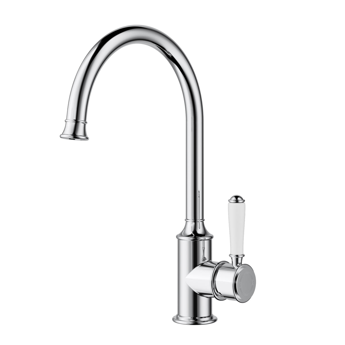 Ikon Clasico Sink Mixer Gooseneck with Ceramic Handle in Chrome