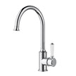 Ikon Clasico Sink Mixer Gooseneck with Ceramic Handle in Chrome