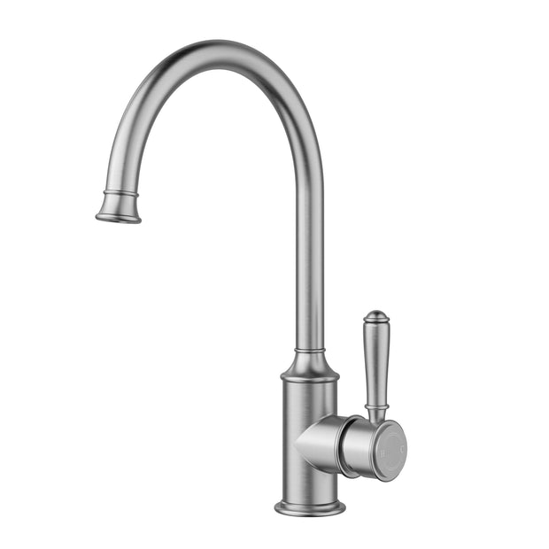 Ikon Clasico Sink Mixer Gooseneck in Brushed Nickel