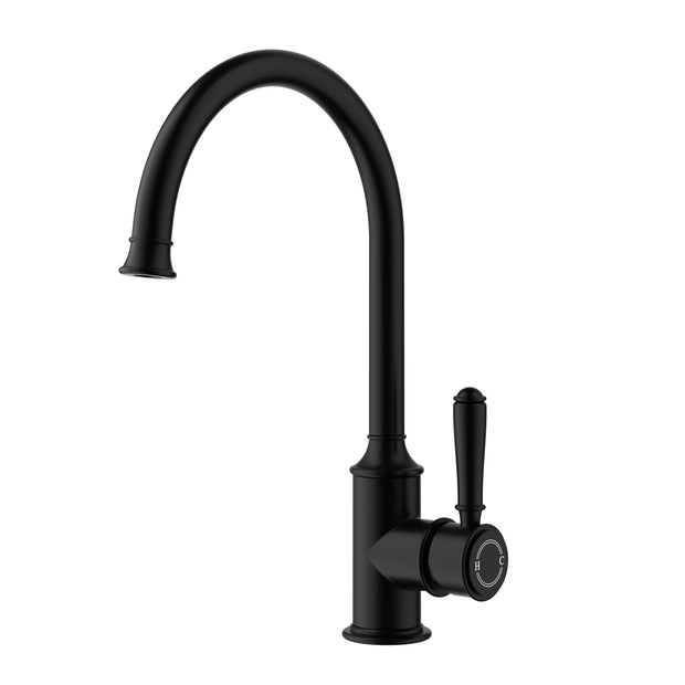 Ikon Clasico Sink Mixer Gooseneck in Matte Black