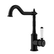 Ikon Clasico Sink Mixer Hook Spout with Ceramic Handle in Matte Black