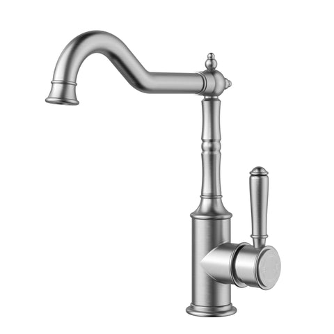 Ikon Clasico Sink Mixer Hook Spout in Brushed Nickel