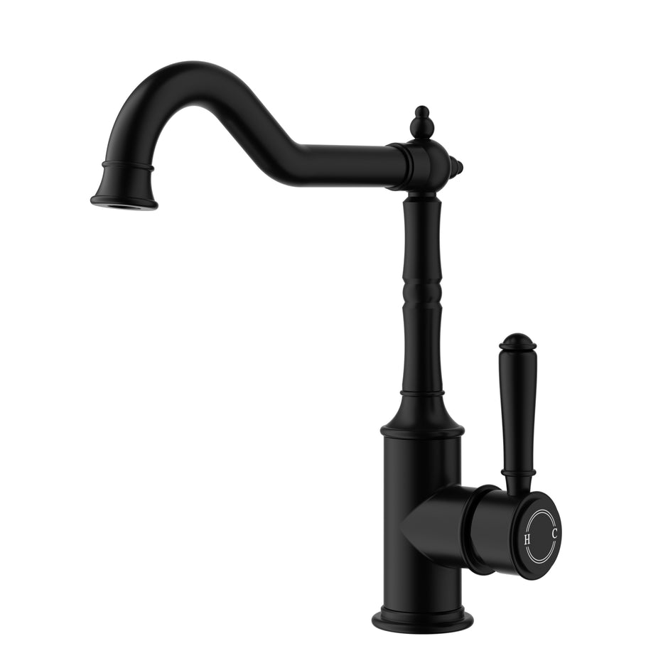 Ikon Clasico Sink Mixer Hook Spout in Matte Black