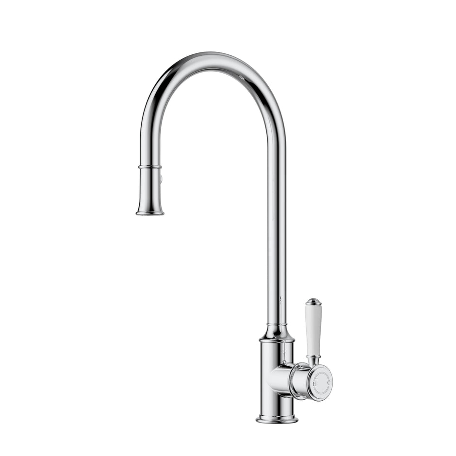 Ikon Clasico Sink Mixer Pull-Out with Ceramic Handle in Chrome