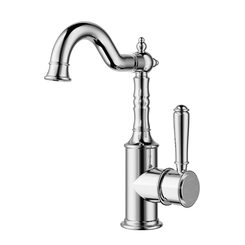 Ikon Clasico Tall Basin Mixer Hook Spout in Chrome