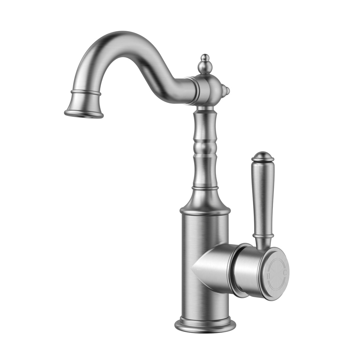 Ikon Clasico Tall Basin Mixer Hook Spout in Brushed Nickel