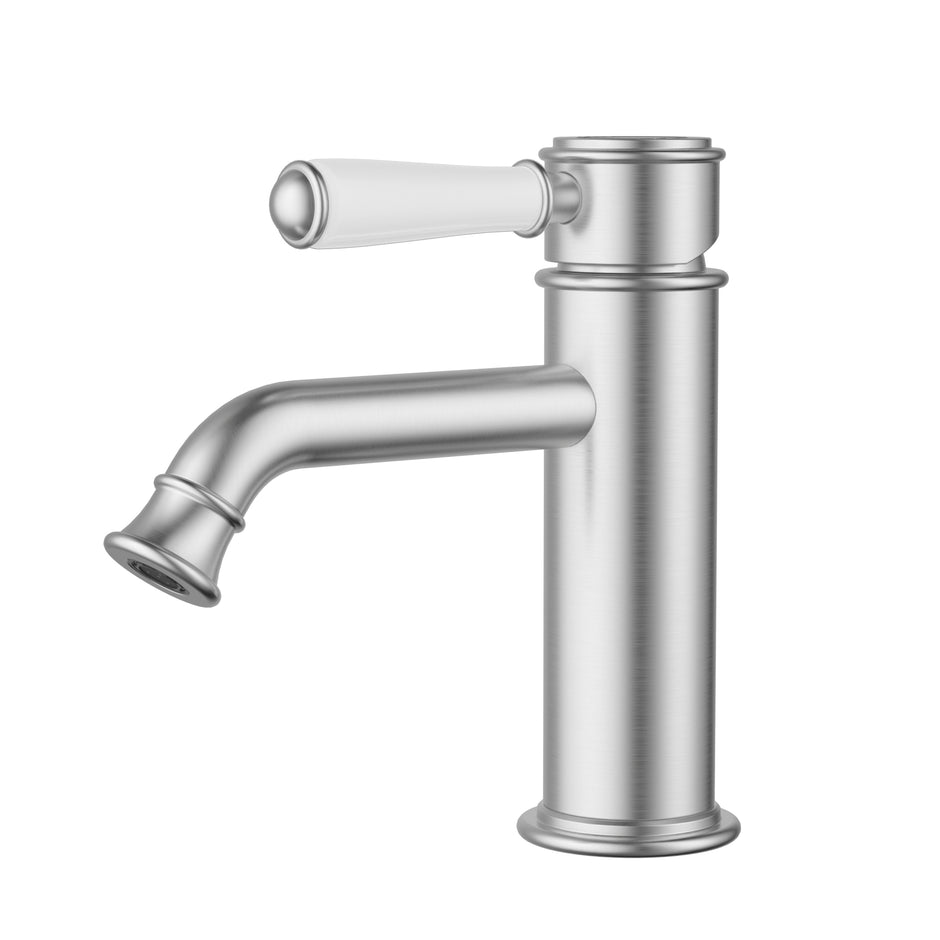 Ikon Clasico Basin Mixer with Ceramic Handle in Brushed Nickel