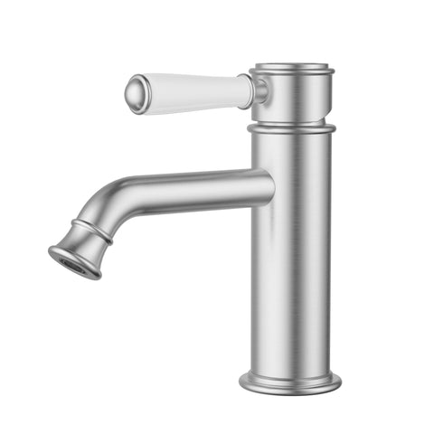 Ikon Clasico Basin Mixer with Ceramic Handle in Brushed Nickel