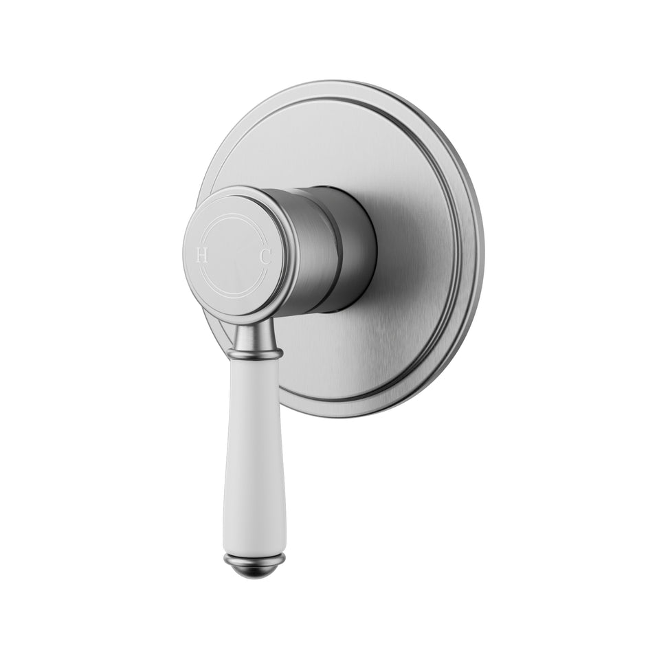 Ikon Clasico Wall Mixer Trim Kit with Ceramic Handle in Brushed Nickel