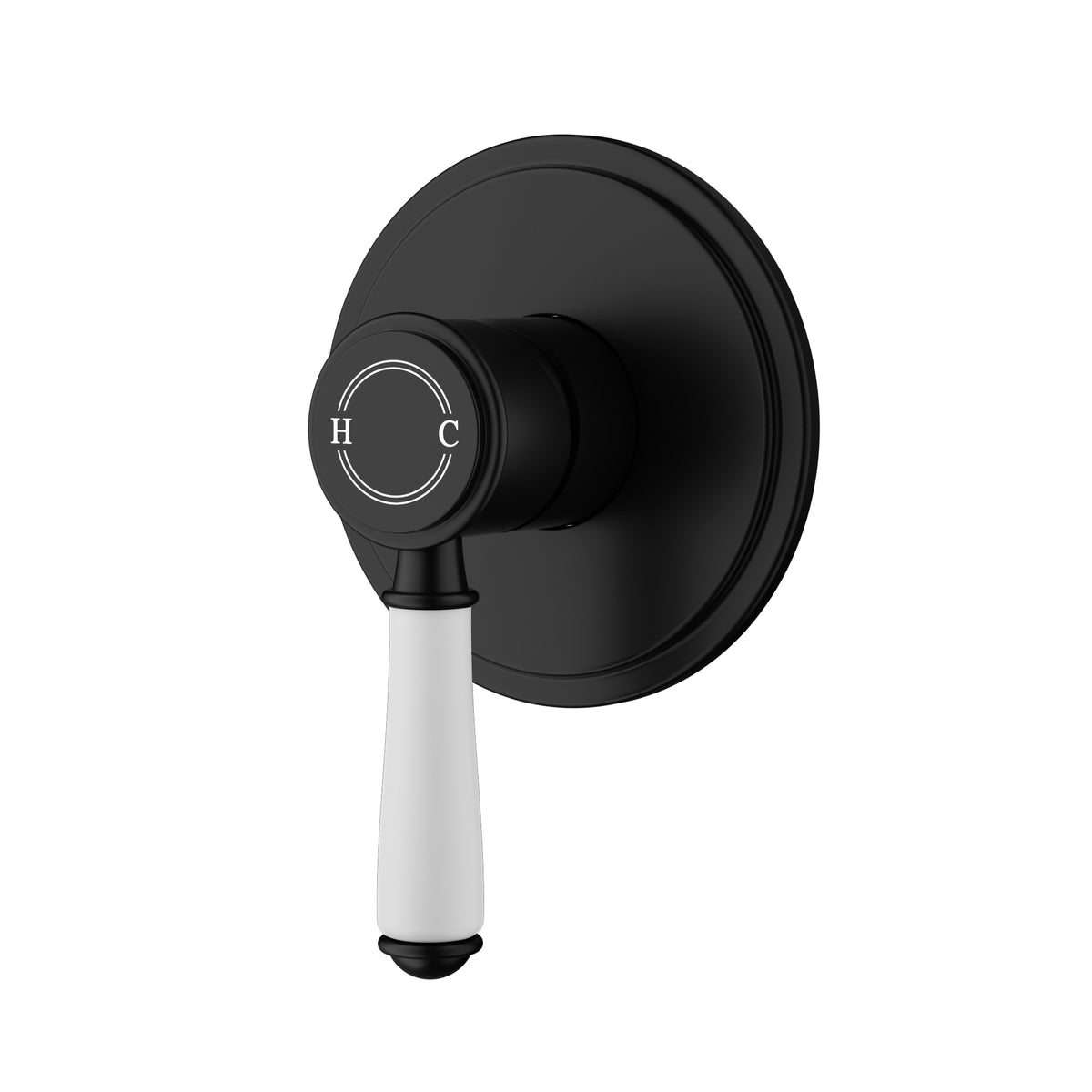 Ikon Clasico Wall Mixer Trim Kit with Ceramic Handle in Matte Black
