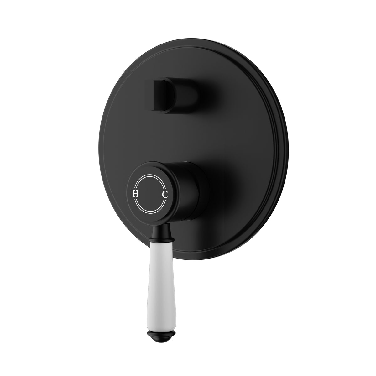Ikon Clasico Wall Mixer Diverter Trim Kit with Ceramic Handle in Matte Black