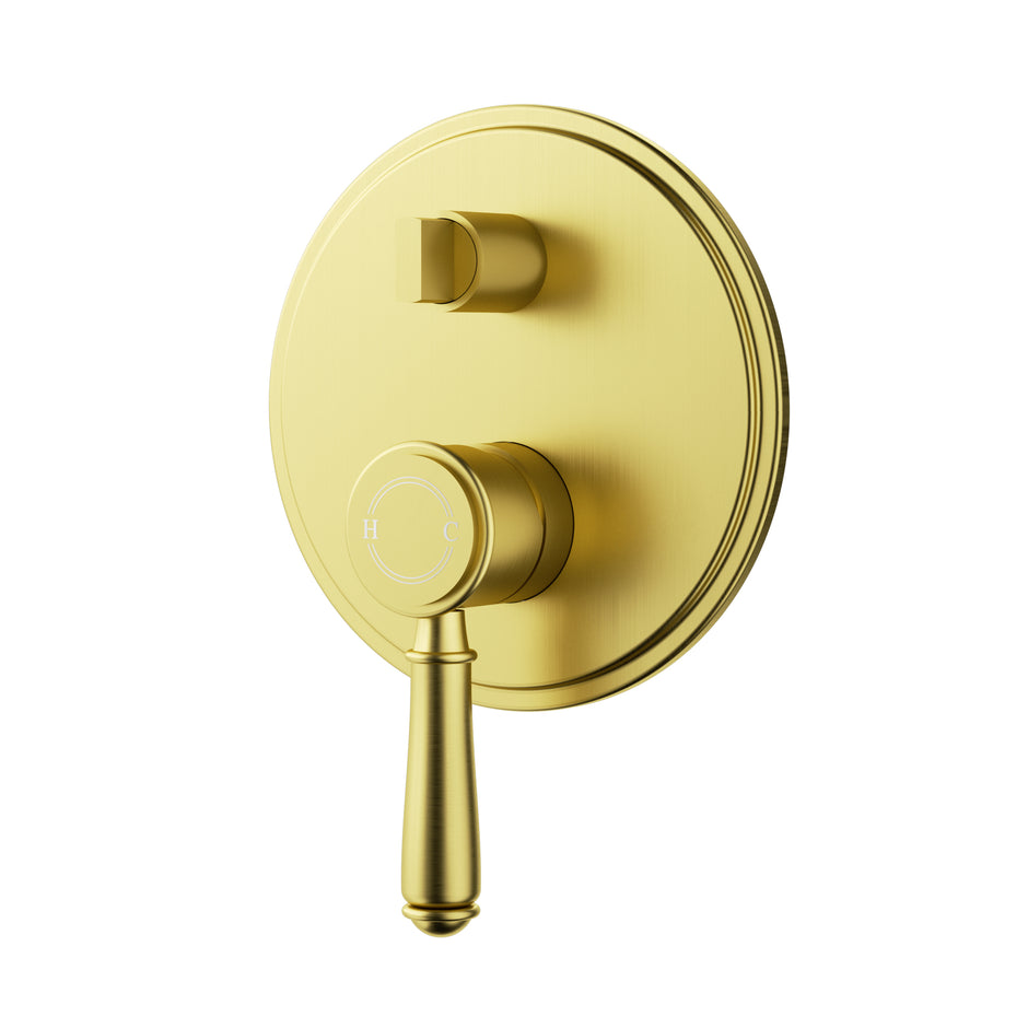 Ikon Clasico Wall Mixer Diverter Trim Kit in Brushed Gold