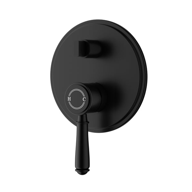 Ikon Clasico Wall Mixer Diverter Trim Kit in Matte Black