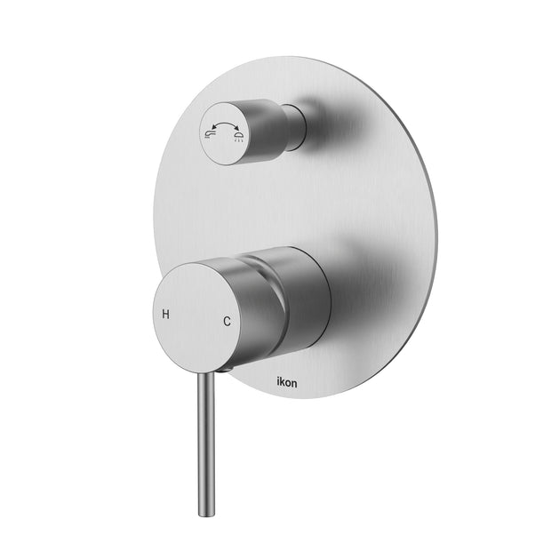Ikon Hali Wall Mixer Diverter in Brushed Nickel
