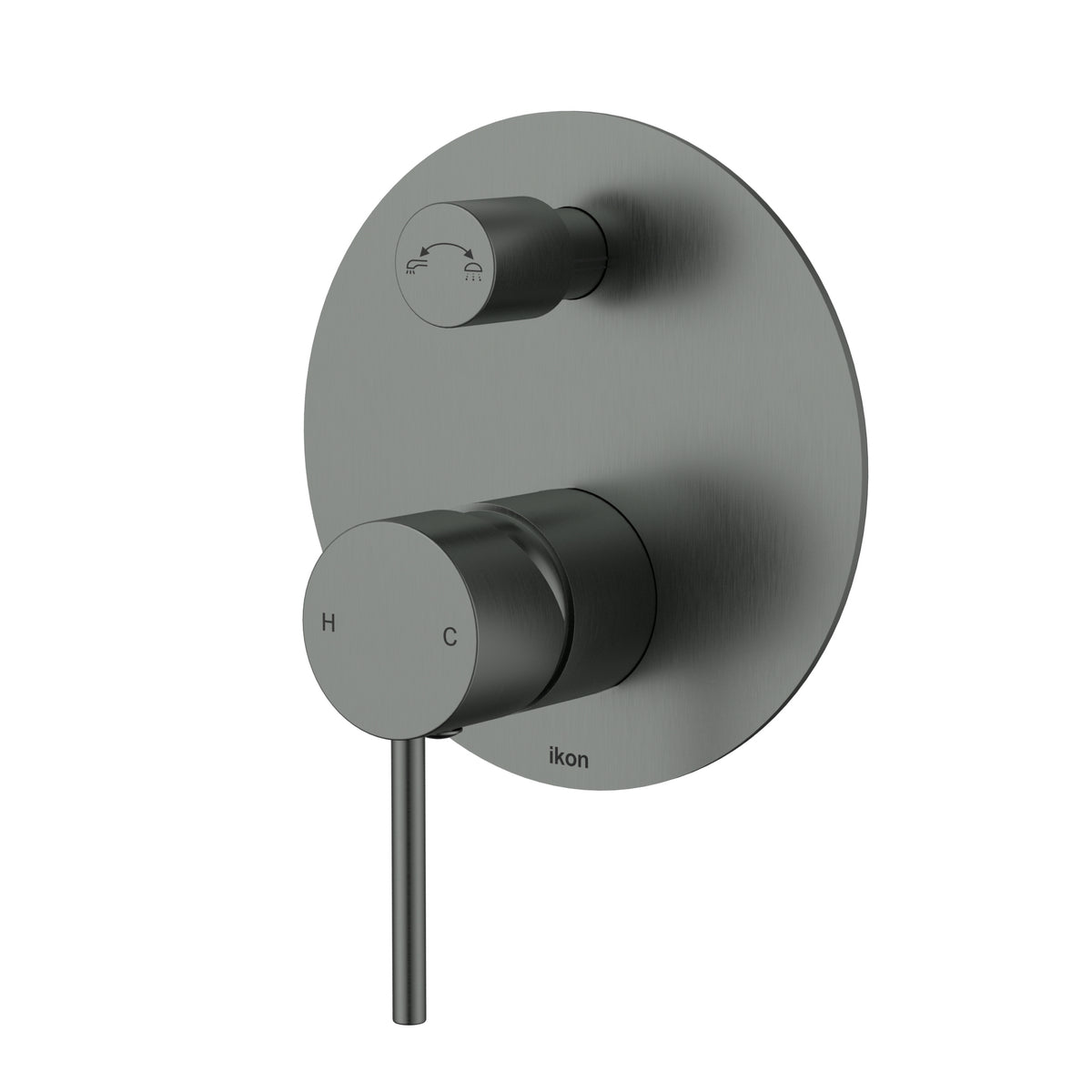 Ikon Hali Wall Mixer Diverter in Gun Metal
