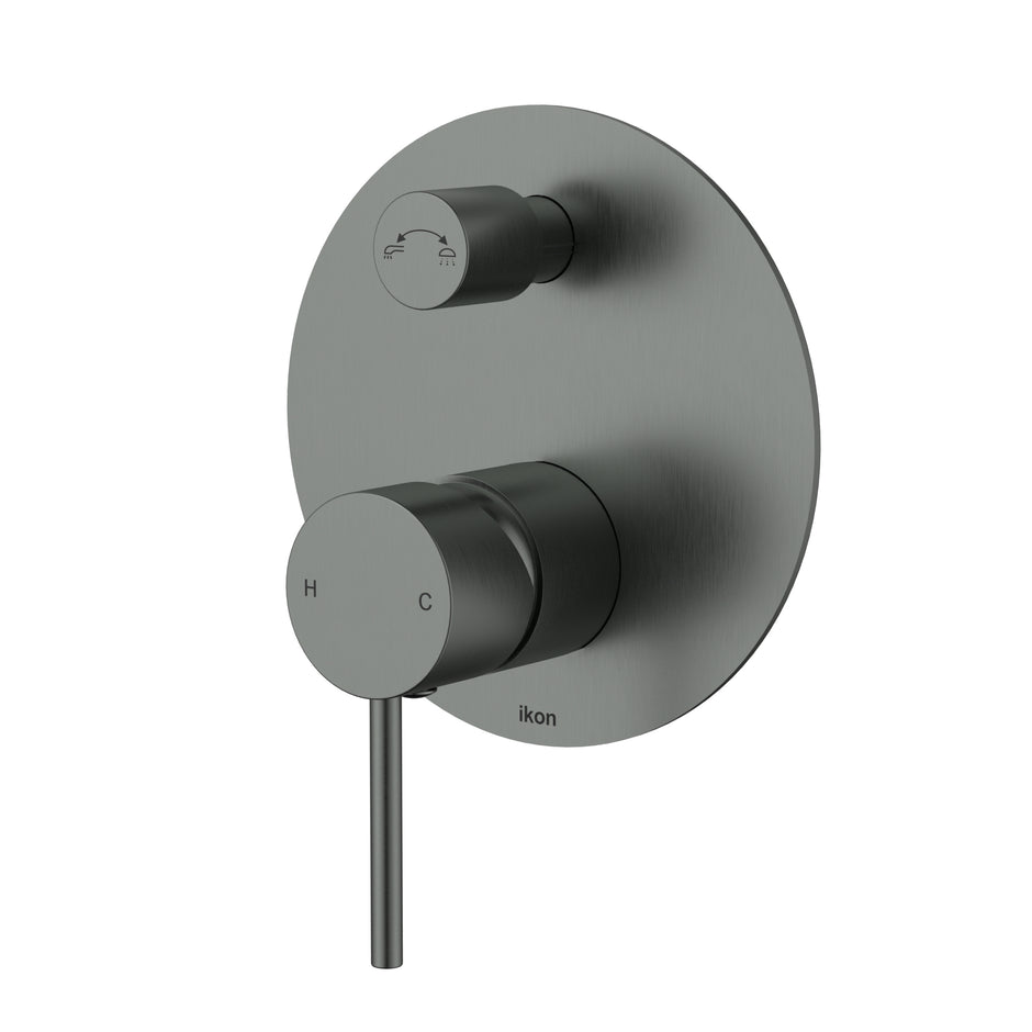Ikon Hali Wall Mixer Diverter in Gun Metal