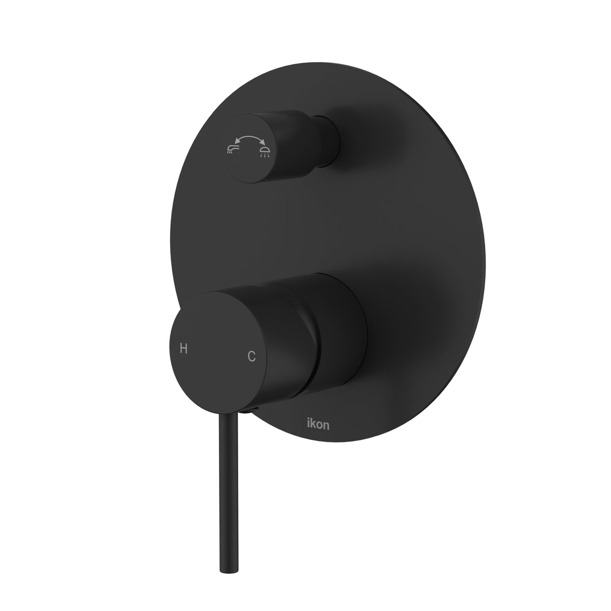 Ikon Hali Wall Mixer Diverter in Matte Black