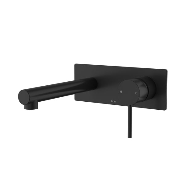Ikon Hali Wall Basin Mixer Straight Spout in Matte Black