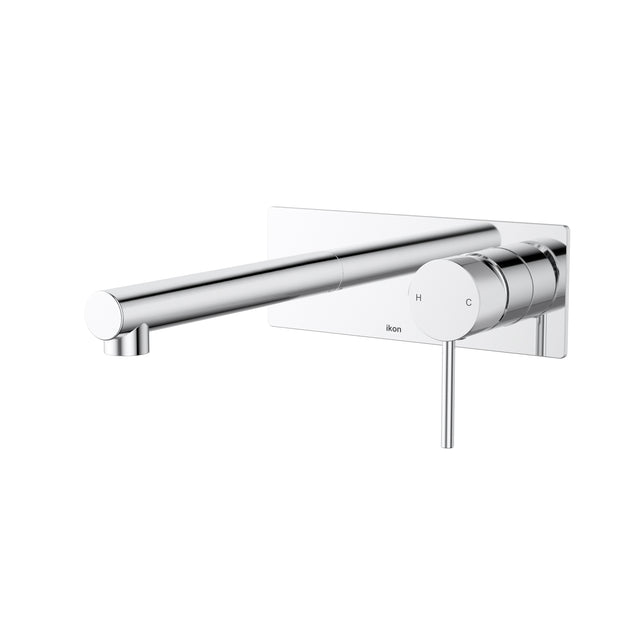 Ikon Hali Wall Basin Mixer Straight Spout in Chrome
