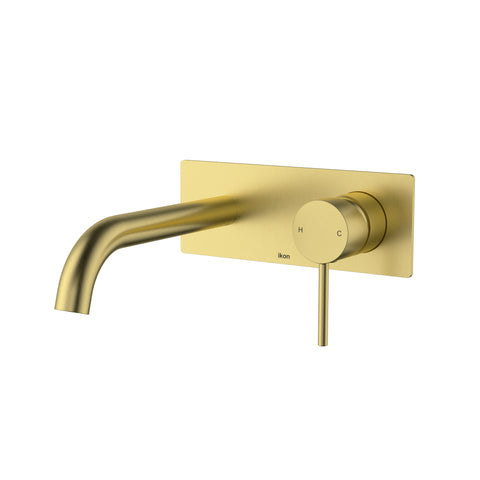 Ikon Hali Wall Basin Mixer Curved Spout wall mixer and spout set