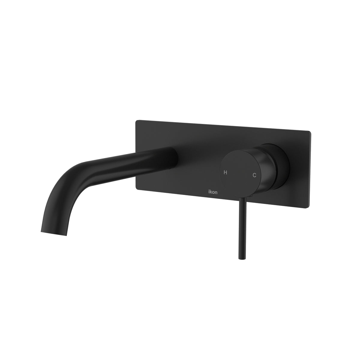 Ikon Hali Wall Basin Mixer Curved Spout in Matte Black