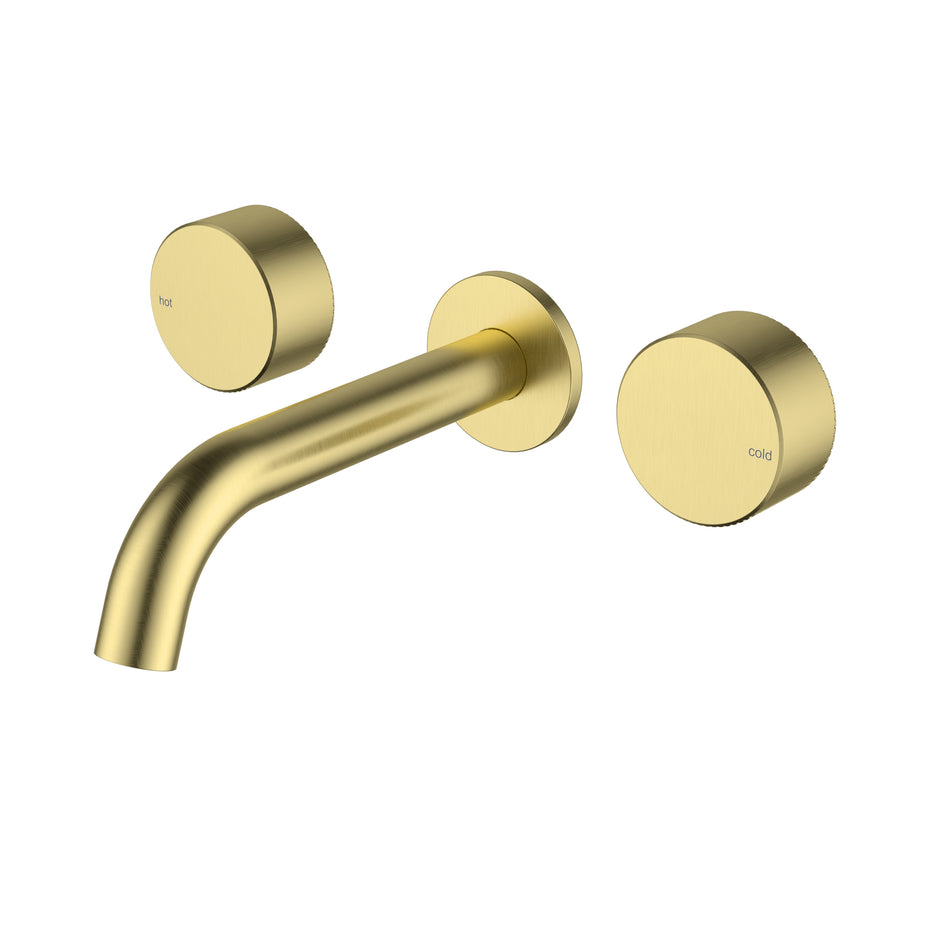 Ikon Hali 1/4 Turn Ceramic Disc Wall Basin Set in Brushed Gold