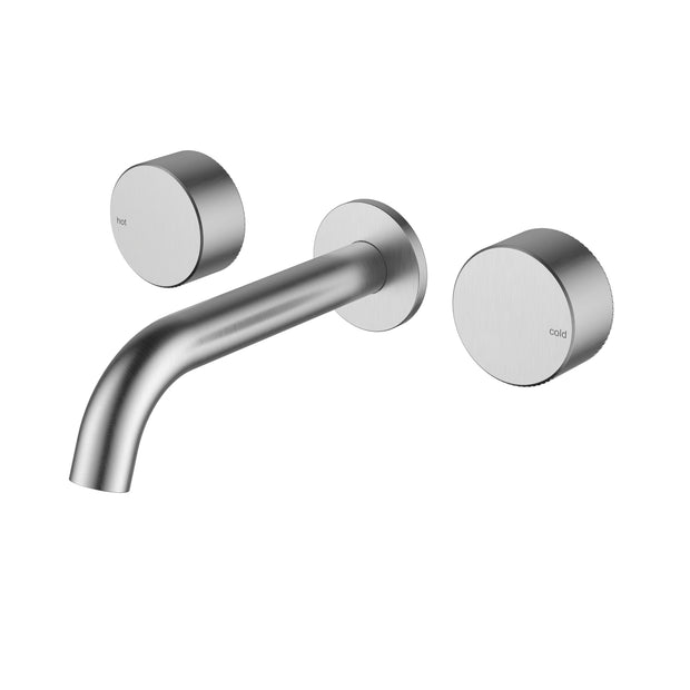 Ikon Hali 1/4 Turn Ceramic Disc Wall Basin Set in Brushed Nickel