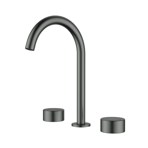 Ikon Hali 1/4 Turn Ceramic Disc Basin Set in Gun Metal