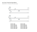 Flores Towel Rail Single 800mm line drawing