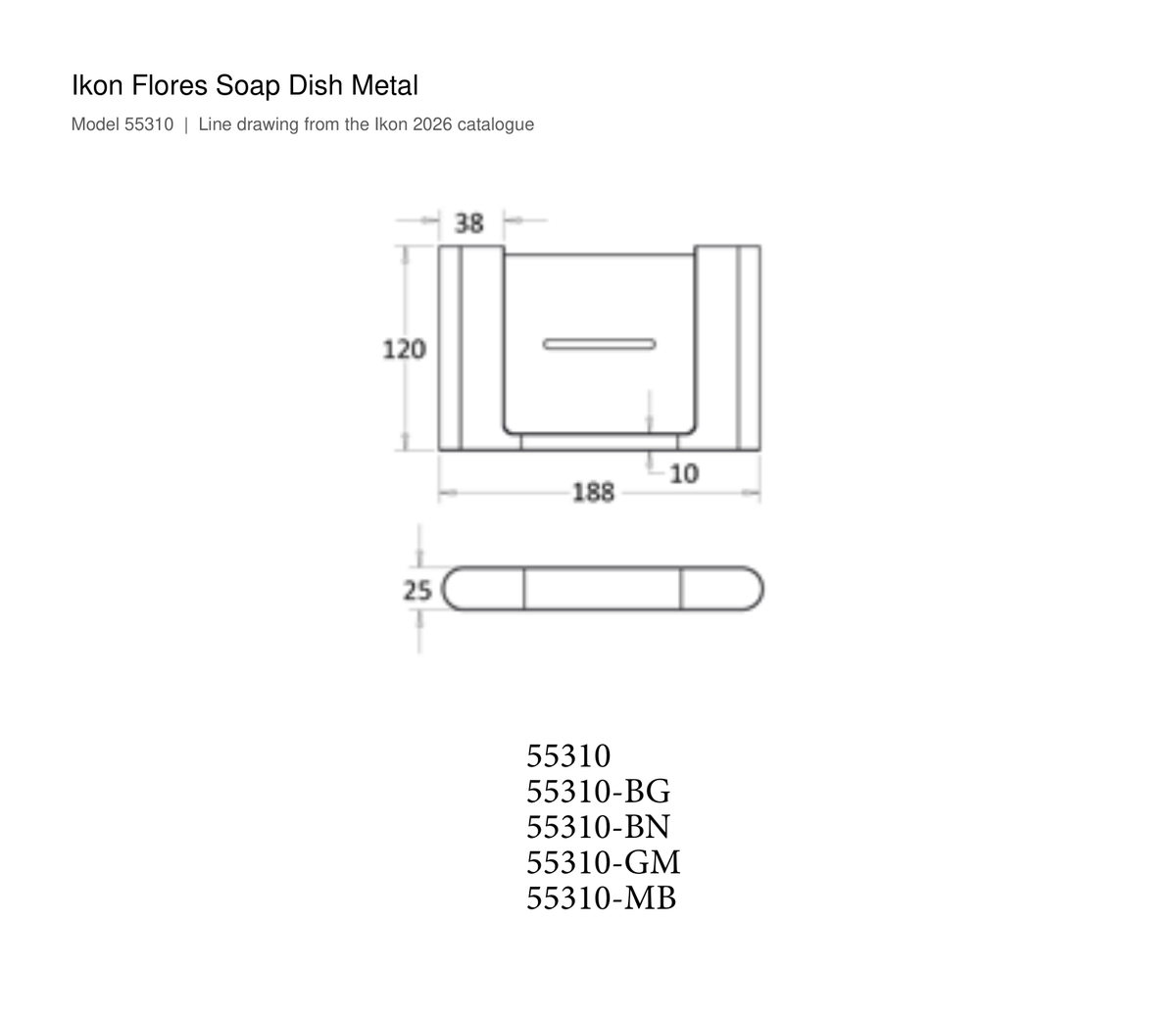 Flores Soap Dish Metal line drawing