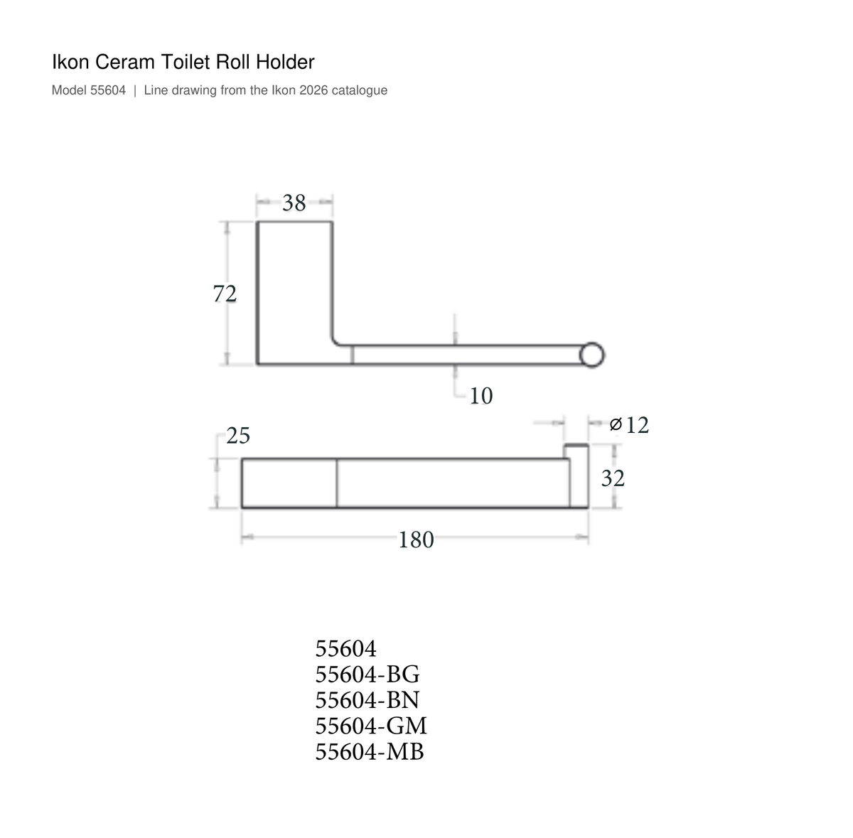 Ceram Toilet Roll Holder line drawing