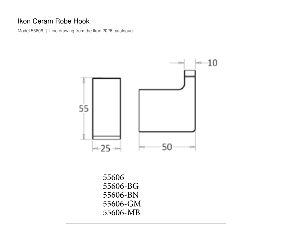 Ceram Robe Hook line drawing